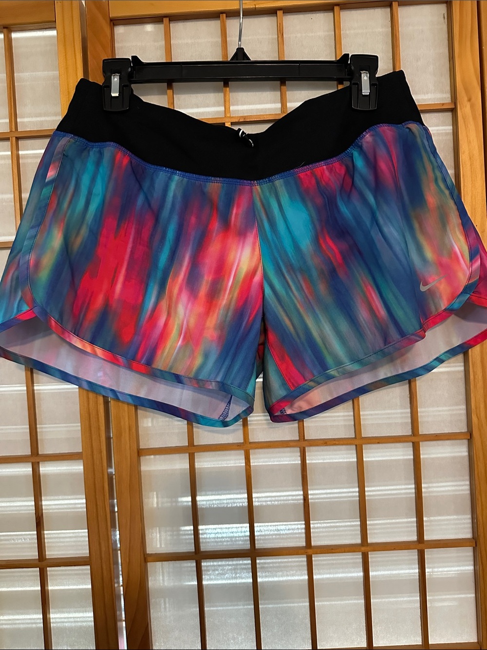 Nike Women's Multicolor Wave-Print Athletic Shorts with Black Waistband